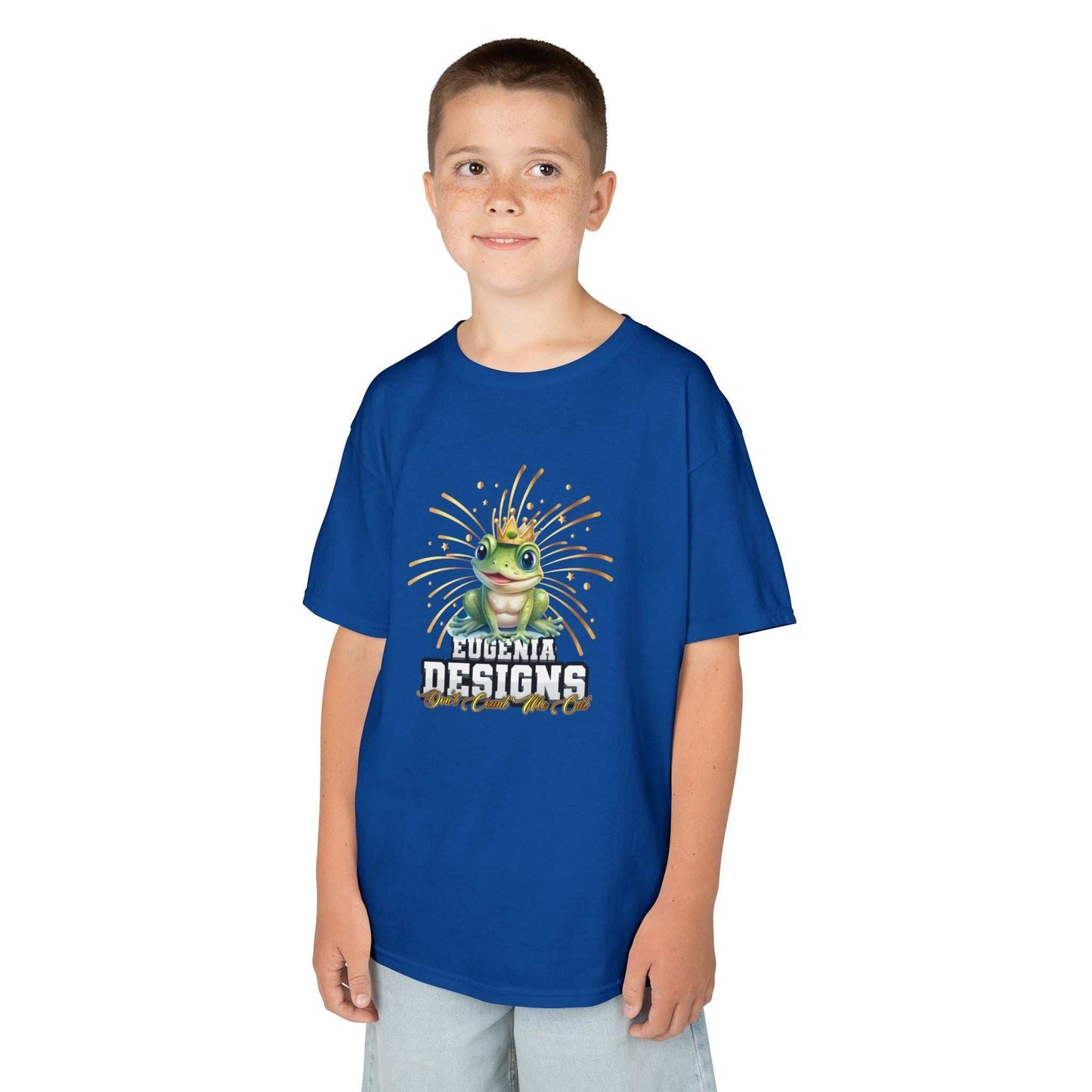 Frog Celebration Kids Tee - Fun & Colorful by Eugenia Designs Blue Tee