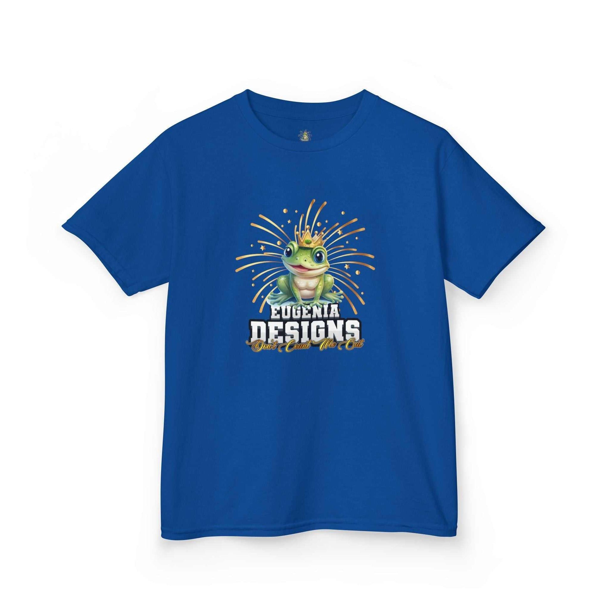 Frog Celebration Kids Tee - Fun & Colorful by Eugenia Designs Blue Tee