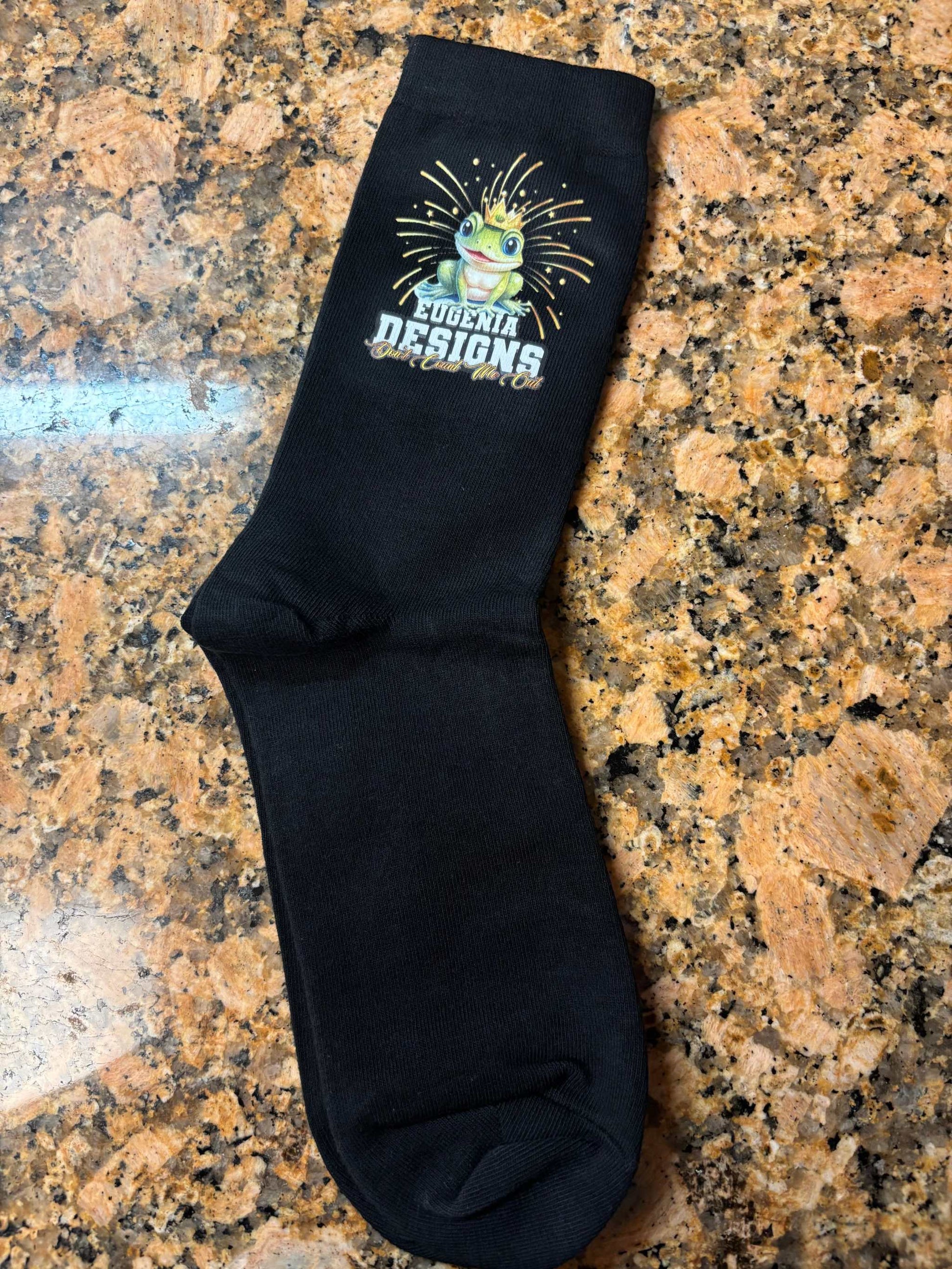 Eugenia Designs Logo Socks - Black for Ultimate Comfort Stretchy Cozy